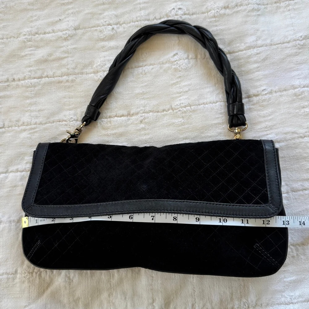 Coccinelle Suede Leather Shoulder Flap Bag / Convertible to a Clutch